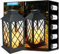 SHYMERY Solar Lanterns Outdoor Waterproof, 14 Inch Outdoor Lanterns with LED Flickering Flameless Candles,2 Pack Hanging Black Lantern Decorative for Patio,Front Porch,Balcony,Outside,Table Decor by SHYMERY