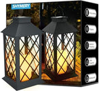 SHYMERY Solar Lanterns Outdoor Waterproof, 14 Inch Outdoor Lanterns with LED Flickering Flameless Candles,2 Pack Hanging Black Lantern Decorative for Patio,Front Porch,Balcony,Outside,Table Decor by SHYMERY