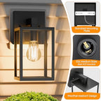 MATAMEYE Outdoor Wall Lantern, Waterproof Exterior Wall Sconce Light Fixture, Black Front Door Lamp, Anti-Rust E26 Socket Porch Lighting - Image 5