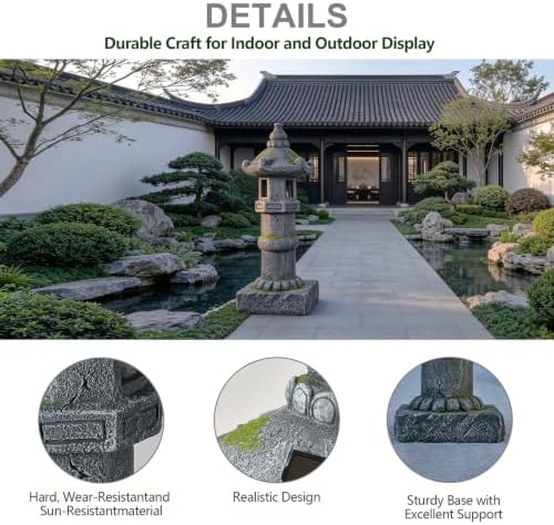 27.56" Resin Solar Pagoda Garden Statue Warm LED Oriental Lantern - Image 4