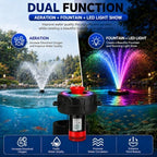 Pond Fountain Aerator with Lights RGB Light 1HP 750W 110V Fountain - Image 4