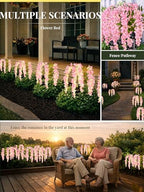 GIGALUMI 3 Pack Solar Wisteria Flowers Outdoor, 2 Modes, Pink - Image 6