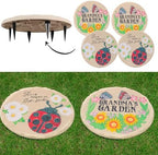 4Pcs Round Sunflower Stepping Stone Outdoor Garden Walkway, Durable Plastic Pavers for Patio, Pathway, and Landscaping, Weatherproof Stepping Stones with Ground Stakes (Round Butterfly) by MARCHROSE
