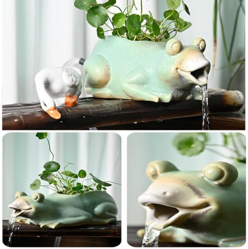 Ceramics Waterfall Frog Statue Fountain with Water Pump, Garden Pond Spitters, Automatic Circulation Water Landscaping Ornaments for Ponds, Patio and Courtyard(Yellow) - Image 7