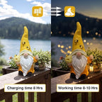 Gnomes Outdoor Garden Statue 22.4'' Tall, Solar Powered with Lantern Light - Image 3