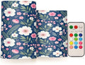 Boho Navy Blue and Pink Floral Flameless Candles with Remote Control Candles with Timer Waterproof Electronic Lights Glitter Led for Night Battery Operated Pillar 2-Piecing Set by famyily
