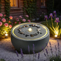 12.2''H Outdoor Water Fountain with LED Light, Bowl Style Garden Fountain with Ripple Top, Outdoor Art Décor for Patio Lawn Backyard, Easy Assembly, Blue Grey by AOPNOMU