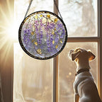 Wisteria Stained Glass Window Hanging Suncatcher Purple Gift for Women 9.8" - Image 4