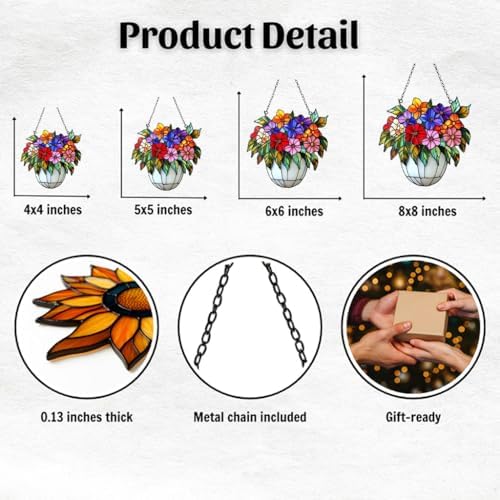 Flowers Pot Acrylic Suncatcher - Image 2