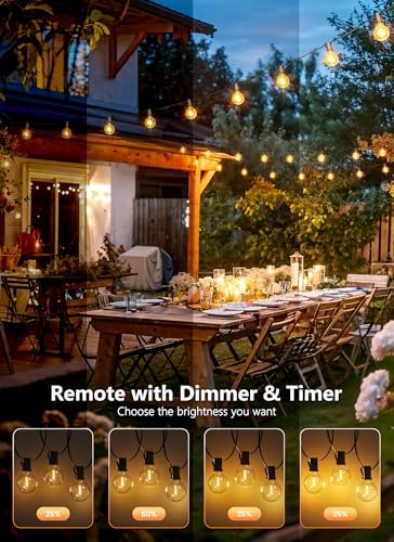 Brightown Outdoor String Lights, 100FT Shatterproof LED Patio Lights with 46 Dimmable Plastic G40 Bulbs, 2700K Waterproof Connectable Hanging String for Backyard, Cafe, Porch, Deck, Home Decor - Image 2