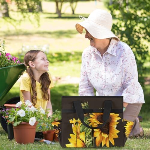 Butterfly Sunflower Funny Garden Tool Bag Waterproof Gardening Tool Storage Bag with Handle & 10 Pockets Gardening Tote Bag for Women Garden Tool Organizer - Image 5