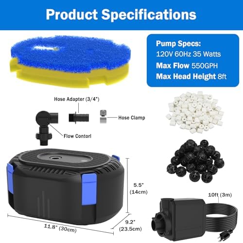 AquaMiracle Pond Waterfall Kit with 4-Stage Filtration & Remote Control LED - Image 6