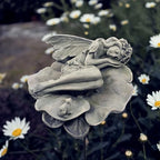 Garden Fairy Statue,Garden Sleeping Angel on Lotus Leaf with Bird Feeder Feature Outdoor Decor Sculptures Figurine Gardening Lawn by HvFun