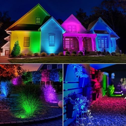 Halloween Christmas Spotlight Outdoor Color Changing Landscape Spotlights,12W RGBW LED Outdoor Spot Lights for Yard Garden Decor,Waterproof 110V Plug in Landscape Lighting with Remote,8 Packs - Image 7