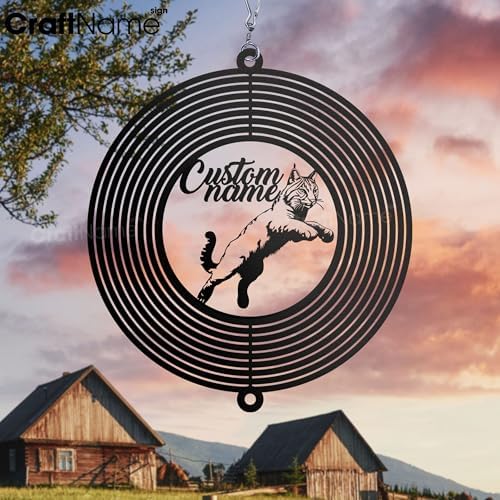 Personalized Wildcat Metal Wind Spinner, Bobcat Garden Spinner Hanging Indoor Outdoor Decor, Perfect House Warming Gifts New Home, Custom Gift for Grandmother, Mom, Wife, Daughter - Image 3