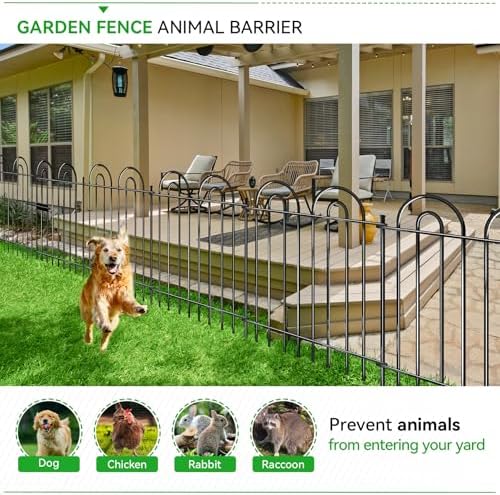 10 Panels Garden Fence, 42in(H)×21.6ft(L) Tall No Dig Fence Animal Barrier, Heavy Duty Metal Tube Decorative Garden Edging Border, Ground Defense Temporary Fencing for Outdoor Yard, Black - Image 4