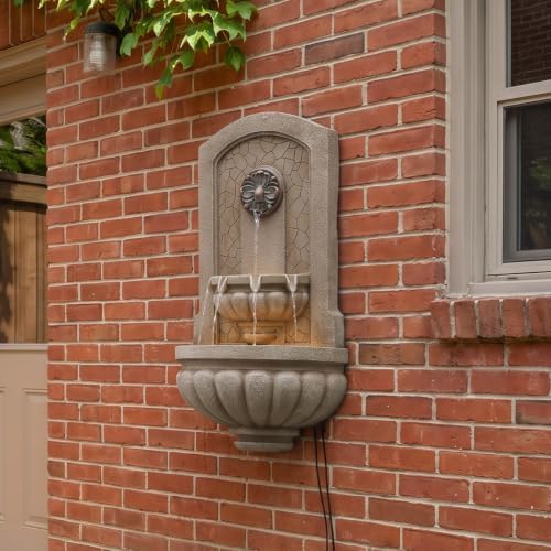 Bumilgar Wall Mounted Water Fountain, European-Style Rustic Grey Beige - Image 2