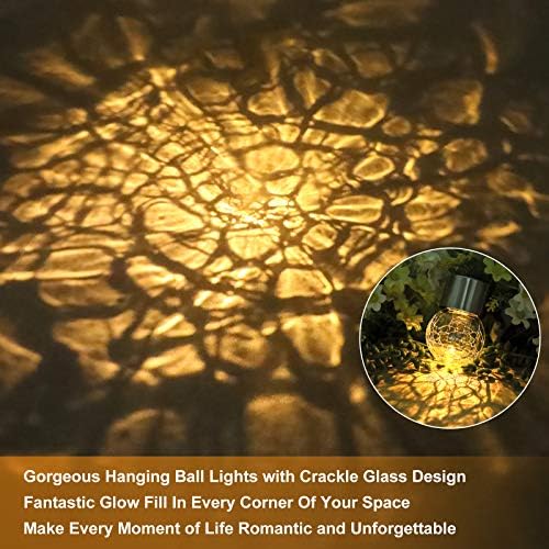 12Pack Hanging Cracked Glass Solar Lights Outdoor Waterproof, Warm White - Image 4