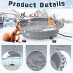 Heated Bird Baths for Outdoors,100W Winter Heated Birdbath,Gray - Image 6