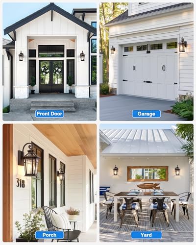 Outdoor Wall Lights Wall Mount, 2-Pack Front Porch Light Fixtures, Oil Rubbed Bronze Dusk to Dawn Exterior Lantern, Modern Patio Wall Sconce with Beveled Glass, Outside Garage Lights for Coach - Image 6