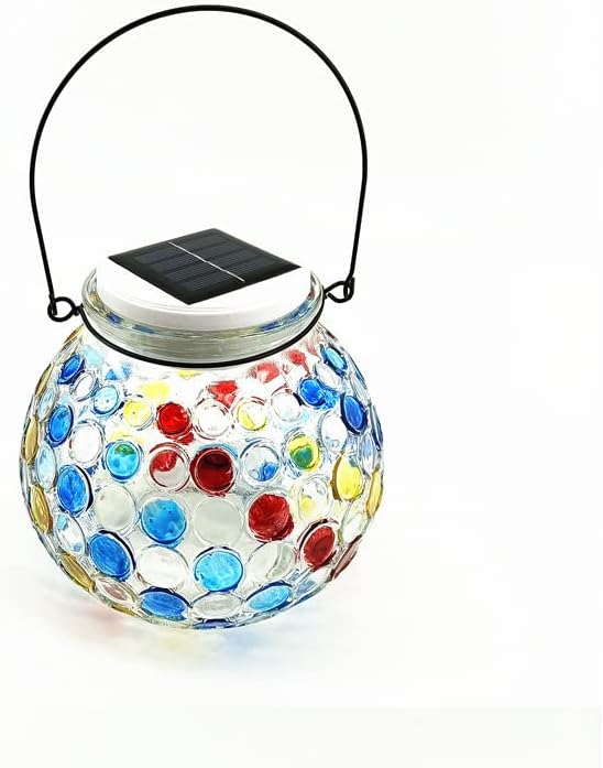 yuans Solar Table Light, Solar Mosaic Lights Color Changing Solar Glass Ball Garden Lights Waterproof Solar Night Lights Table Lamps (White Light, 2 Pack) - Image 4