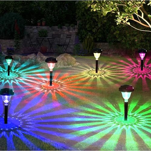 Siatom Solar Pathway Lights 8 Pack, Bright RGB Color Changing Solar Path Lights Outdoor Waterproof IP65, for Outside, Walking Path, Garden, Lawn, Walkway, Yard (Multicolor) by SiatomLighting