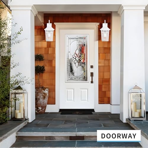 Darkaway Large Outdoor Wall Lights for House, 18inch Exterior Lighting Fixtures Wall Mount Outdoor Porch Lights Waterproof White Outside Sconce Lights with Water Ripple Glass for Patio Hallway Garage - Image 2