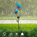 TERESA'S COLLECTIONS Garden Decor Blue Peacock with Solar Outdoor Lights, Glass Yard Art for Outside, Decorative Metal Stake Outdoor Decor for Lawn Decorations, Patio, Gifts for Mothers Day - Image 6