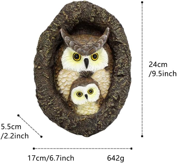 Resin Owl Mom and Baby Tree Hugger, Realistic Tree Trunk Decor Outdoor, Whimsical Cute Bird Garden Art Statue, Handmade Weather-Resistant Yard Animal Sculpture - Image 4