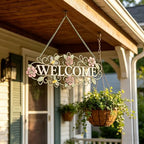 Vintage Welcome Wall Decor Metal Hanging Welcome Sign Rustic Farmhouse Distressed Flower and Butterfly Welcome Sign Decoration for Garden Porch Patio Yard Outdoor 16"L (Colorful) - Image 5
