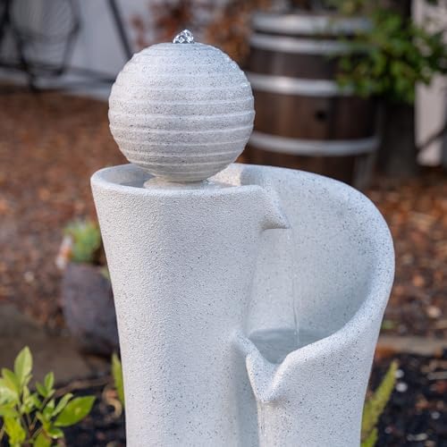 Xbrand 41" Modern Sphere Curve Cascading Fountain, Resin - Image 5