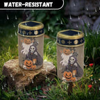 Poceacles Solar Lights Outdoor Grave Candle for Cemetery Decoration Solar Outdoor Lights for Garden Lawn Backyard Pathway Halloween Decor, Pumpkin Skull Brown, Pack of 2 - Image 6