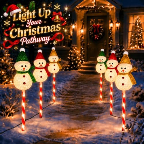 Snowman Solar Christmas Decorations Outdoor, Solar Pathway Stake Lights - Image 6