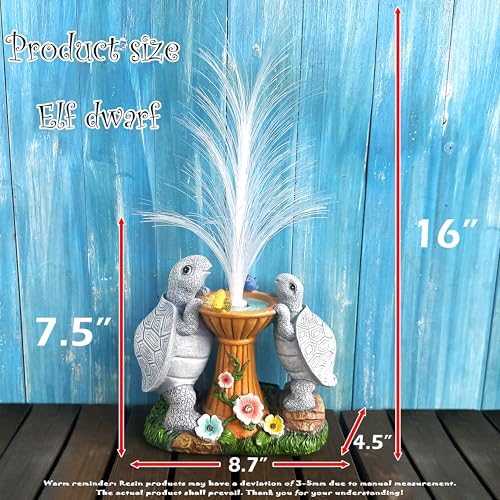 Solar Turtle Garden Statues with LED Lights, Resin Turtles Figurine Outdoor Decorations Colour Changing Optical Fiber Solar Light, Outside Art Decor for Lawn,Yard, Unique Housewarming Gifts - Image 3