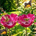 Dots Bee Blossoms for Water, 2PCS Poppy Bird Bath Stake, Outdoor Pollinator Handmade Metal Flower Garden Stake, Mini Bird Bath & Bee Watering Station for Outdoor Garden Courtyard Decor (Pink) by lfjfaecx