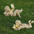 Statue Garden Decor for Outside: Solar Garden Statues Outdoor Decorations for Patio Cherub Christmas Yard Porch Home Lawn, Ornament Gifts - Image 2