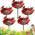 Flower Garden Stake Metal Bird Bath with Bee Watering Station, 3 in 1 Handmade Pollinator Feeder for Outdoor Yard Decor(Bright Red Poppy,3) by Unknown