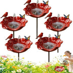 Flower Garden Stake Metal Bird Bath with Bee Watering Station, 3 in 1 Handmade Pollinator Feeder for Outdoor Yard Decor(Bright Red Poppy,3) by Unknown