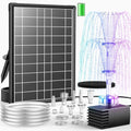 Antfraer 8W Solar Fountain Pump Built-in 3600mAh Battery & LED Lights, Solar Powered Water Pump with Double-Layer Nozzle & 5ft Tubing, Solar Water Fountain For Bird Bath Pond Garden DIY Water Features by Antfraer