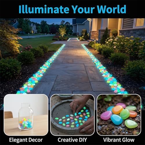 Colorful Glow-in-the-Dark Garden Stones, 2026 new Night Guide Pebbles, Magical Luminous Stepping Rocks for Outdoor Landscaping Decor, Aquarium Fish Tank & Fairy Garden (Green, 1000PCS) - Image 7