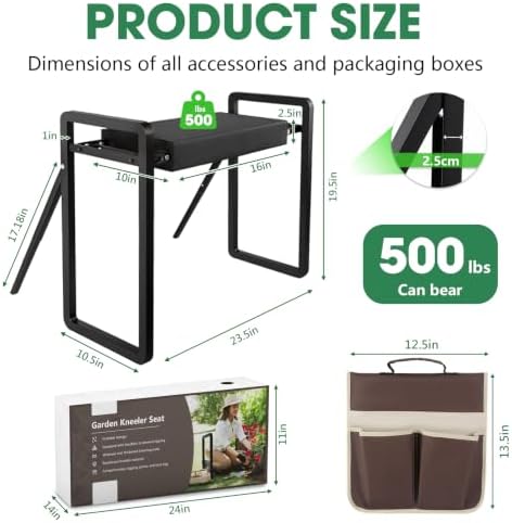 Garden Kneeler and Seat Foldable Gardening Stool with Extendable Legs - Image 2