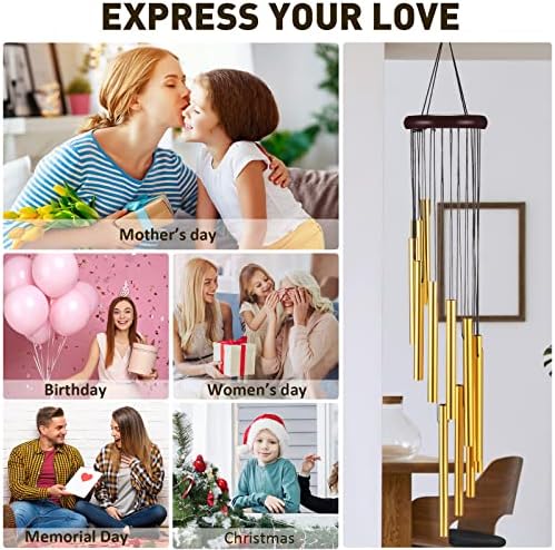 6 Pieces 28 Deep Tone Memorial Wind Chimes with 6 Aluminum Tubes Gold Aluminum Tubes Soothing Melody for Outdoor Garden Patio Home Farmhouse Decor - Image 6