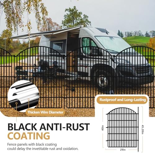 10 Panels Decorative Garden Fence, 40in (H) X 24ft (L) No Dig Dog Fences Outdoor for Yard, Rustproof Tall Metal Fencing Panels, Animal Barrier Suitable for Yards Border, Patio, and Outdoor Use - Image 5
