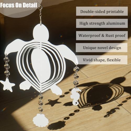 4Pack 10inch Sublimation Wind Spinner Blanks 3D Aluminum Metal Wind Sculpture Kinetic Spinners for Yard and Garden Indoor Art Ornaments Hanging Decoration (Turtle) - Image 3