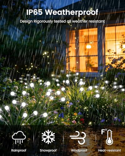 OZS 10 Pack 80 LED Solar Garden Lights, Solar Firefly Lights Outdoor - Image 6