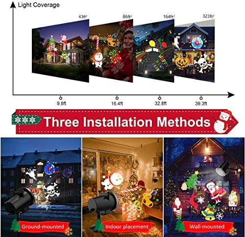 Christmas Halloween Lights Projector Outdoor,Holiday Projector Light,Waterproof Indoor Remote Control LED Projector Lights,16 Slides Holiday Light Party Garden House Kids Room Night Light - Image 4