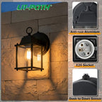 LIT-PaTH Outdoor Wall Light Fixture, Aluminum Glass, Black, 1 Pack - Image 2