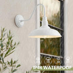 14 Inch Dome Outdoor Gooseneck Barn Light Fixture for Farmhouse, White Exterior Goose Neck Wall Mount Lights for Porch, Barn Style Wall Sconce Lighting for Patio, Garage - Image 2