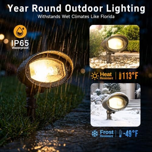 Gardenreet Outdoor Low Voltage Flood Light - Solid Brass Landscape LED Wall Wash Light, 12V Hardwired Waterproof, Antique Bronze Lighting for Yard Wall Tree House Without G4 Bulb 4 Pack - Image 4