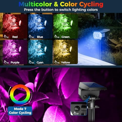 Peasur Solar Spot Lights Outdoor Color Changing, Halloween RGB Spotlights - Image 2
